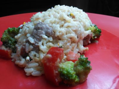 Arroz cremoso con carne