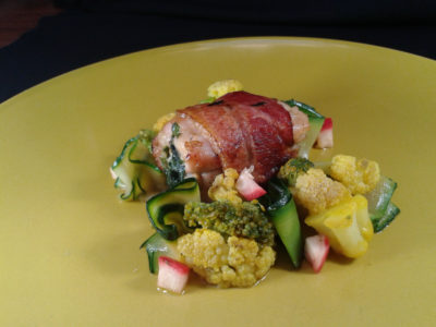 Chicken with bacon stuffed with chard